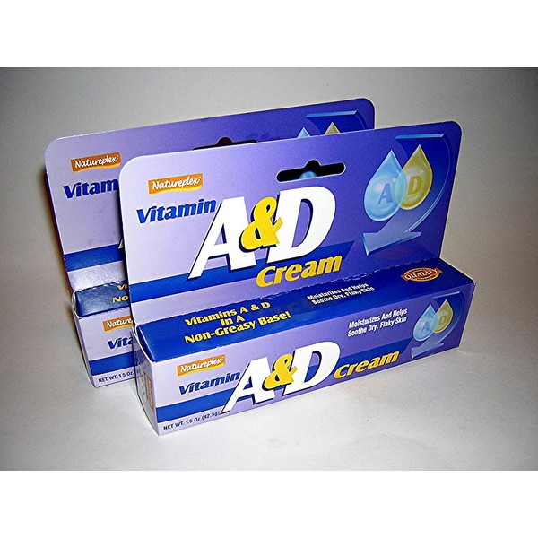 Set of 2 (TWO) Natureplex A & D Cream, 1.5 oz. for Rashes, Dry Skin, Irritation,