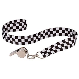 Wicked Costumes Police Whistle on Lanyard - Black and White Checker - Fancy Dress Accessory