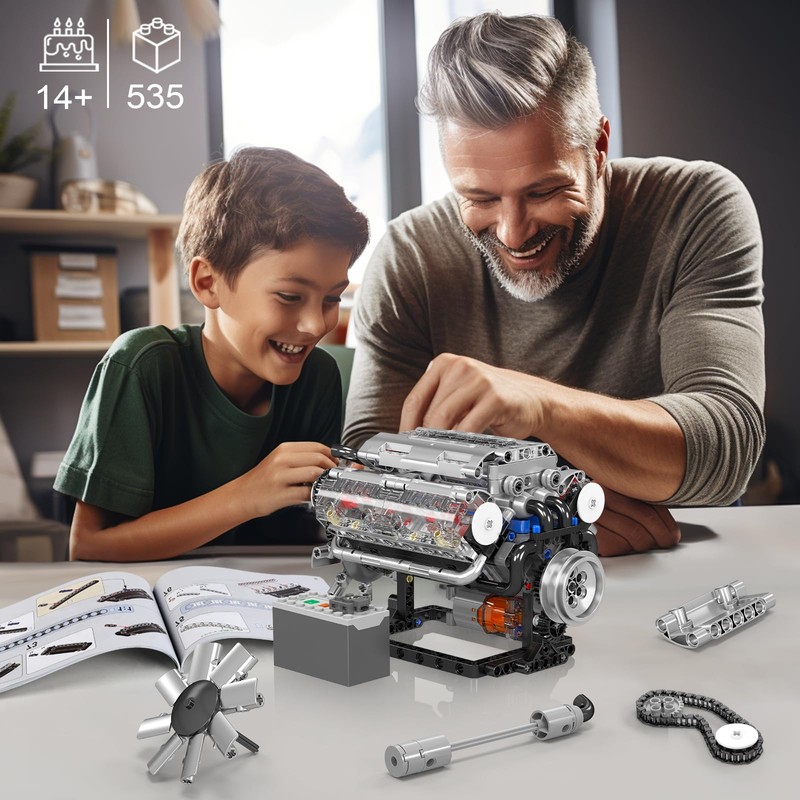 Mould King 10088 Technik V8 Engine Building Blocks Engine Model