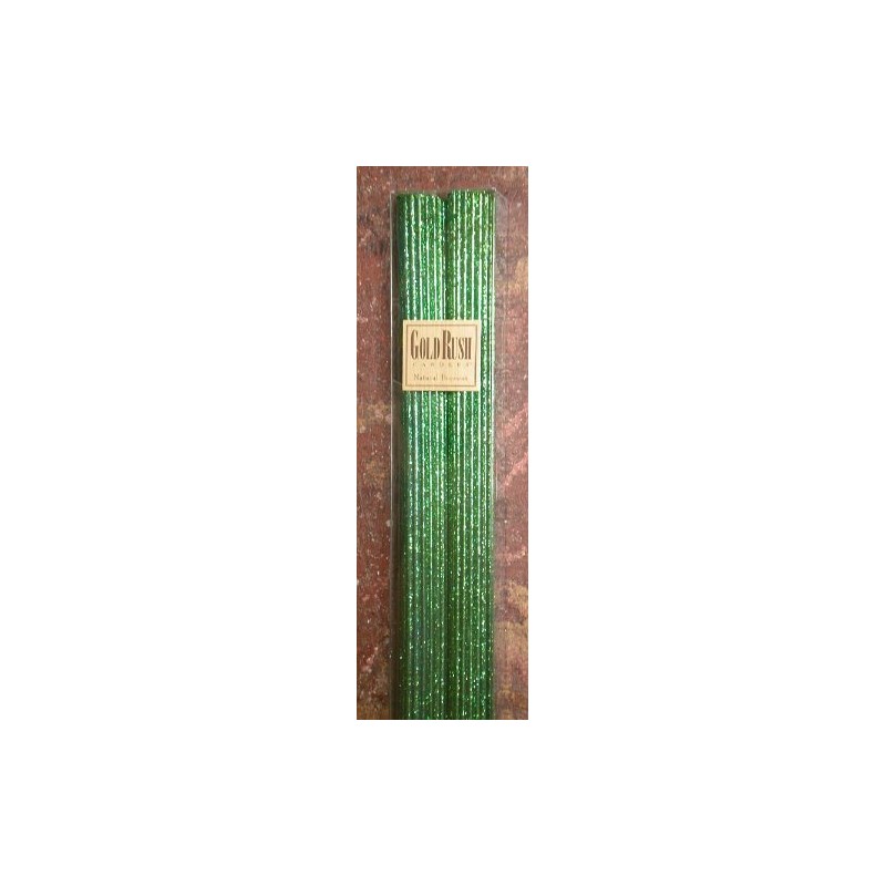 12 Inch Natural Beeswax Glitter Candles, Emerald Green Color, Boxed