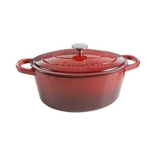 Crock-Pot Artisan Oval Enameled Cast Iron Dutch Oven, 7-Quart, Scarlet
