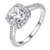 Koguxuix 925 Sterling Silver CZ Crystal Square Rings Wedding Rings
