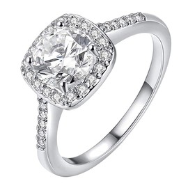 Koguxuix 925 Sterling Silver CZ Crystal Square Rings Wedding Rings for Women (8)