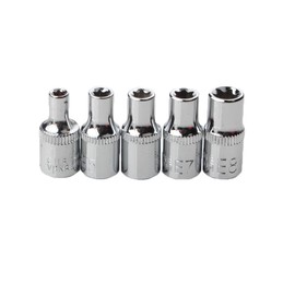 5pcs E-TORX Star Socket Sets CRV-V Steel, 1/4" Square Socket Female to E 4,5,6,7,8 E Plum Socket Sets