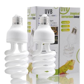 yimidool UVB Reptile Light Bulb 15.0 26W, UVA-UVB Bulbs for Reptiles Ideal for Rainforest Reptiles Bearded Dragons Lizard Tortoise Iguanas Chameleons Snake - 2 Pack