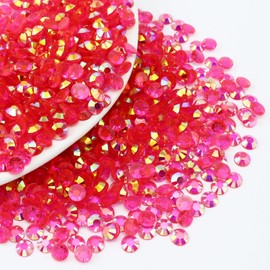 Briskbloom 10000PCS 2mm Resin Flatback Rhinestone, Transparent Dark Hot Pink AB Flatback Jelly Rhinestones for Crafts, Tumblers, Mugs, Bottles, Nails, Loose Bling Diamond Gems Stone