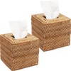 2 Pack Rattan Tissue Box Cover Square, Wicker Tissue Box
