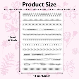 CRASPIRE Sewing Thread Clear Rubber Stamp Stitching Embroidery Lines Lace Transparent Silicone Seals Stamp for Journaling Card Making DIY Scrapbooking Handmade Photo Album Notebook Decor
