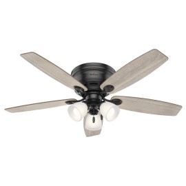 Hunter Fan 52" Matte Black Indoor LED Reversible Ceiling Fan Painted Cased White Shade