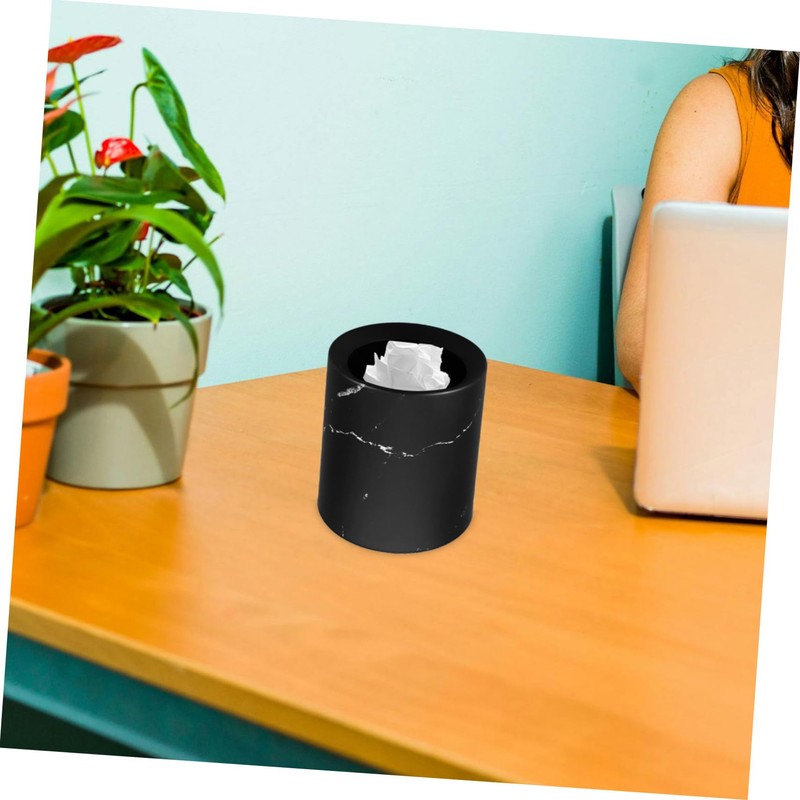 OFFSCH Office Tabletop Trash Bin Marble Garbage Bin Bathroom Bedroom