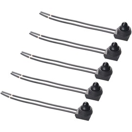 Kiligen 5pcs 0-250V/3Amp Waterproof Push Button Switch On/Off Switch Light Wire Push Button for Motorcycle/Car (Black)