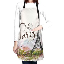 TUFOSERY Paris Eiffel Tower Apron Bib with 2 Pockets and Adjustable Neck Waterproof Kitchen Cooking Gardening Chef Aprons for Women Men