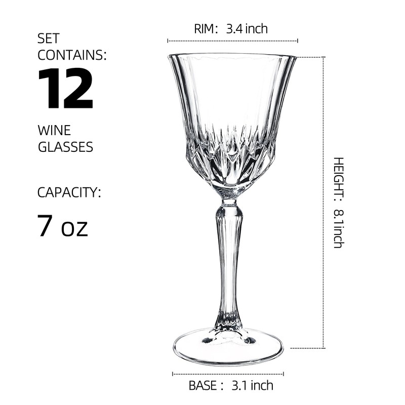 YANGNAY 12 Pack Multifunctional Wine Glasses, 7 oz Elegant Wine