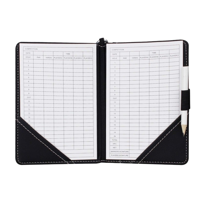 KOFULL Deluxe PU Leather Golf Scorecard Holder Leather and Yardage