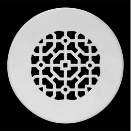 Achtek 5" Duct opening Solid Cast Aluminum Round Grille (6-1/2" Round Overall) | Powder Coated WHITE - Without Holes For Floor