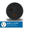 Conntek 30129 15A to 15/20A Plug Adapter ,Black