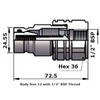 Male Hydraulic Flat Face Quick Release Coupling - 1/2" BSP