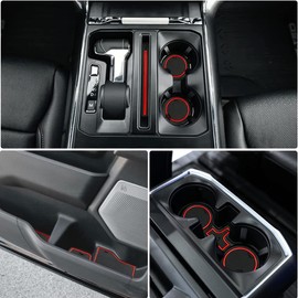 Auovo Cup Holder Insert Liners for Ford F150 Accessories 2023 2022 2021 Anti-dust Center Console Door Pocket Mat Interior Red Trim (33pcs/Set)