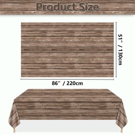 APUXXJUPA 4 Pcs Brown Wooden Table Cloth, Wood Grain Tablecloth Cowboy Theme Party Decorations for Halloween Country Wedding Western Themed Party Decorations, 51 x 86 inch