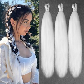 CANELIA White Braiding Hair 3 Bundles/Pack Braiding Hair 26" Braiding Hair Pre Stretched Itch Free Crochet Twist Braids Hair Yaki Texture Hair for Braiding Extensions for Women (26 Inch,3 Packs,White)