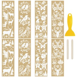 WANDIC 8 Sheets Christmas Rub on Transfer Stickers Santa Claus Decals Snowman Stickers Waterproof Decals Furniture Stickers Home Decoration Decals for DIY,10 * 30cm