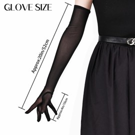 THARAHT Women Long Gloves with Satin Elbow Length for 1920s Opera Tea Party Costumes Bridal Evening Dress,Black