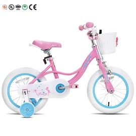 JOYKIE JOYSTAR 12/14/16/18-Inch Cute Colors High-Carbon Steel Frame Oversized Saddle Children's BicycleGender: Girl, Color: Purple, Size: 18