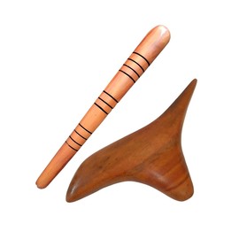 ツボ押し 2個セット 木製 スティック型＆オカリナ型 マッサージ棒 手のひらサイズ 指圧棒 足つぼ 肩こり 首 腰 ケア