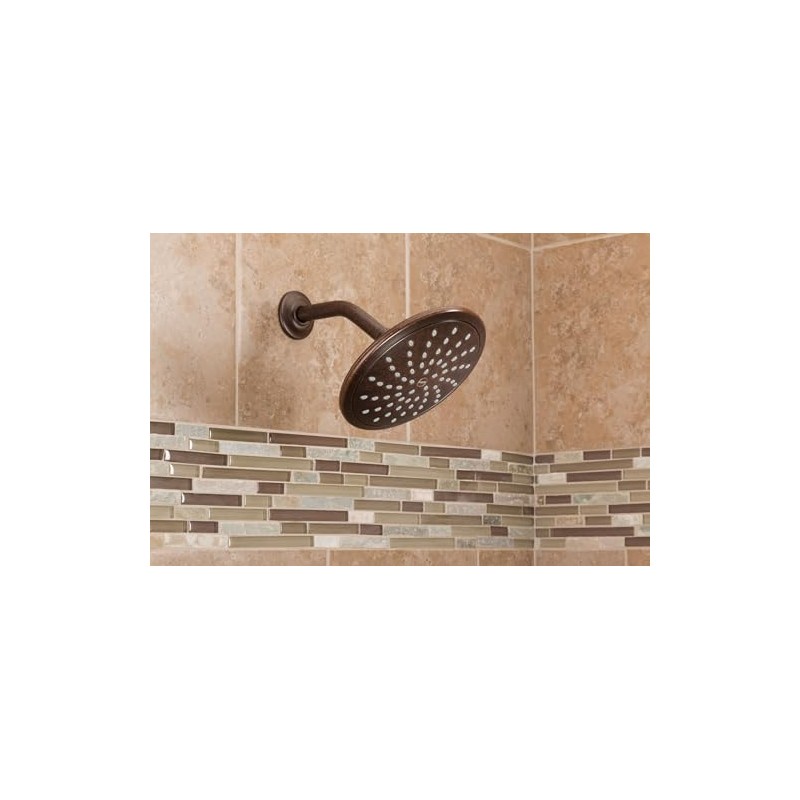 Moen Oil Rubbed Bronze Bathroom Rain Showerhead, 8-inch Wide Fixed