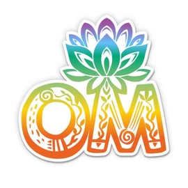 Om Lotus Color - 3" Vinyl Sticker - for Car Laptop I-Pad Phone Helmet Hard Hat - Waterproof Decal