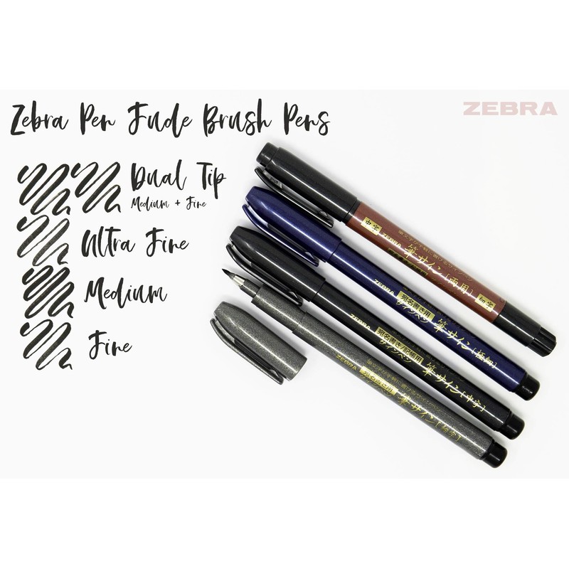 Zebra Pen Zensations Brush Pen, Fine Brush Tip, Black Water-Resistant
