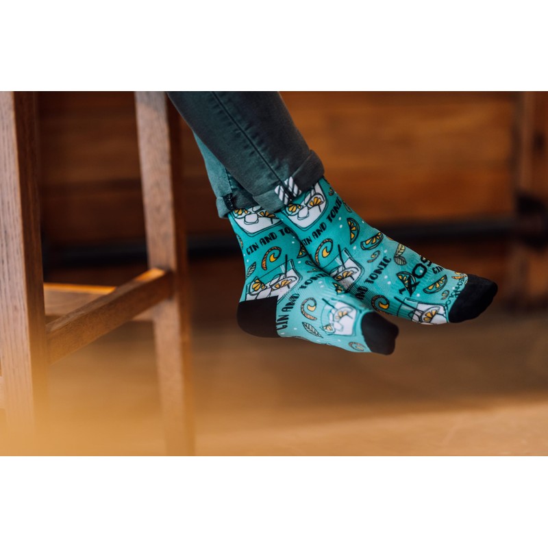 Sox Footwear Gin & Tonic Crew Socks, Blue, green
