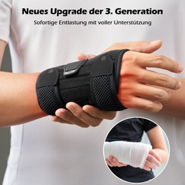 FREETOO Handgelenkstütze mit 3 Metallschiene zur Karpaltunnelsyndrom, Komfort Handgelenk Bandagen Weiche Polster für Frauen Männer,Handgelenkschiene Tendinitis, Arthritis, Verstauchungserholung