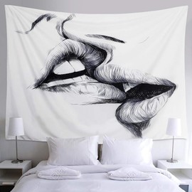YISUMEI Alynsehom Tapestry Kissing Lovers Tapestry Wall Hanging Abstract Sketch Art Romantic Men or Women Kissing Tapestries Hippie Bedroom Living Room Dorm Decoration(M/130x150cm/51x60inch)