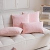 Demetex Lumbar Pillow Covers 12x20 Pink Fuzzy Fur Pillowcases Soft