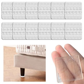 Non Slip Furniture Pads, 12 PCS Clear No Skid Furniture Grippers, Self Adhesive Anti Slip Furniture Pads, Anti Slide Hardwood Floors Protectors for Keep Couch Stoppers (1.57 inch Square)