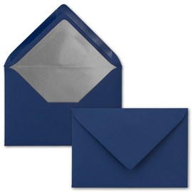 Envelopes DIN C6-114 x 162 mm - 11.4 x 16.2 cm, gummed seal, gold-silver metallic lining, Night Blue Silver