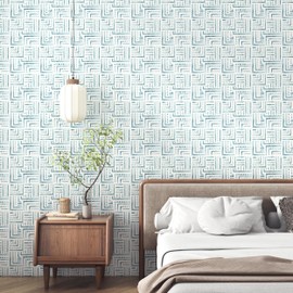 tiltil Modern Peel and Stick Wallpaper Blue Boho Contact Paper 17.7x78.8in