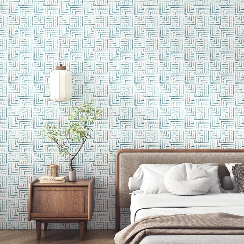 tiltil Modern Peel and Stick Wallpaper Blue Boho Contact Paper