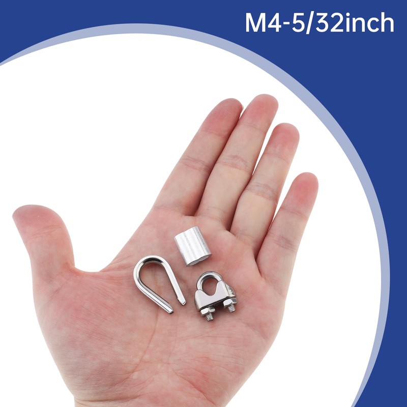 60 Pcs 5/32" M4 Cable Clamps Assortment Kit Wire Clamps