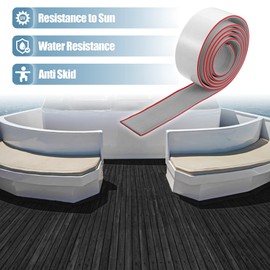 X AUTOHAUX 78.74''x2.24'' EVA Faux Teak Decking Sheet Mat Non-Slip Self-Adhesive for Boat Yacht Marine Deck Pad RV Flooring Carpet Gray Red