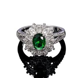Viyuroyk 925 Sterling Silver Shining Emerald Cubic Zirconia Rings Diamond Rings for Women Jewelry Findings Earring Backs Findings (US Code 8)
