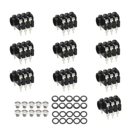 OTOTEC 10Pcs 6.35mm 1/4Inch Female Mono Stereo Headphone Audio Jack Socket Panel Mount 6-Pin Connectors with Mounting Nuts Washers Black