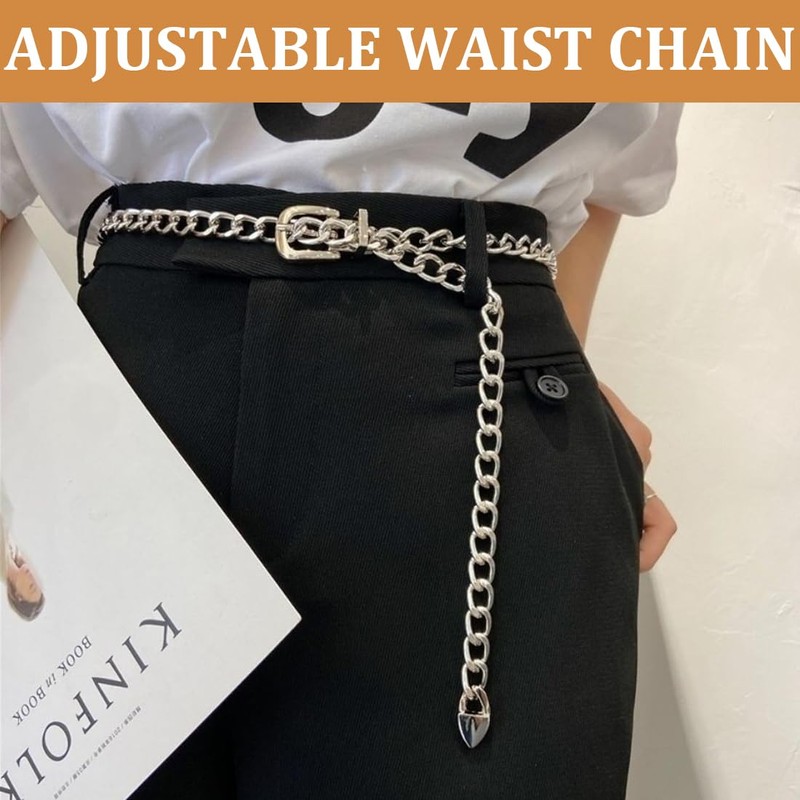 WeddHuis Chain Belt Women's Adjustable Waist Chain Thin Skirt Belt