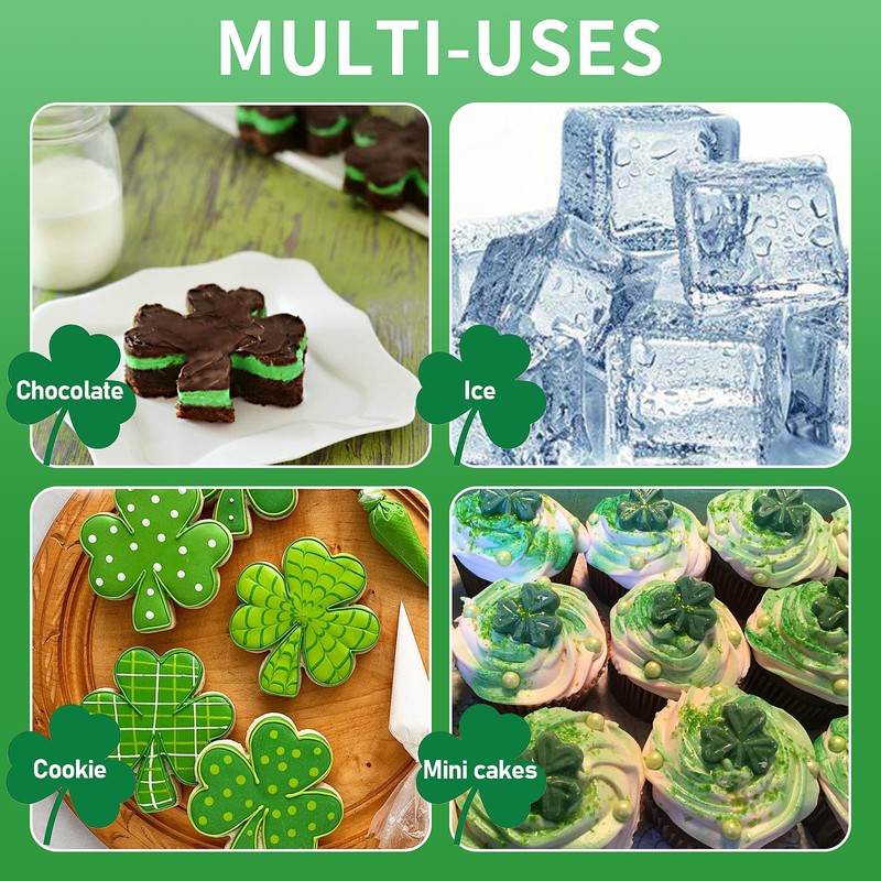 Dootafy Shamrock Chocolate Molds, 2 Pack Silicone Dessert Mold, St.