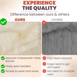 Cove & Wall - Cheesecloth Table Runner, Handmade Rustic Fabric Boho Cheesecloth Table Runner for Bridal Showers Weddings Birthdays & Reception Table Decorations, Tablecloth for Romantic Decor 10Pcs