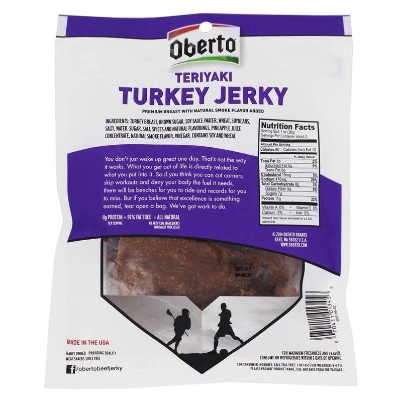 Turkey Jerky, Teriyaki, 3.25 Ounce