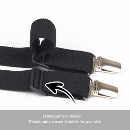 Action Ward Womens Suspenders – Y Back Style – 1" Width - Comfortably Adjustable Elastic Straps and Metal Clips (Black 2)