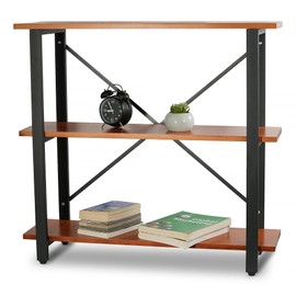 CONSDAN 3-Tier Bookshelf, USA Grown Solid Poplar Hardwood Sofa Table, Display Shelf, Industrial Bookshelf, Narrow Console Table for Entryway, Living Room, Hallway