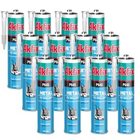 Akfix P645 Seam Sealer Automotive Black (12x10.1 Oz.) - Urethane Autobody Seam Sealer Adhesive for Metal Joints, RV Roof Sealant, Sandable, Paintable, Fast Curing and Durable Bonding | Black, 12 Pack